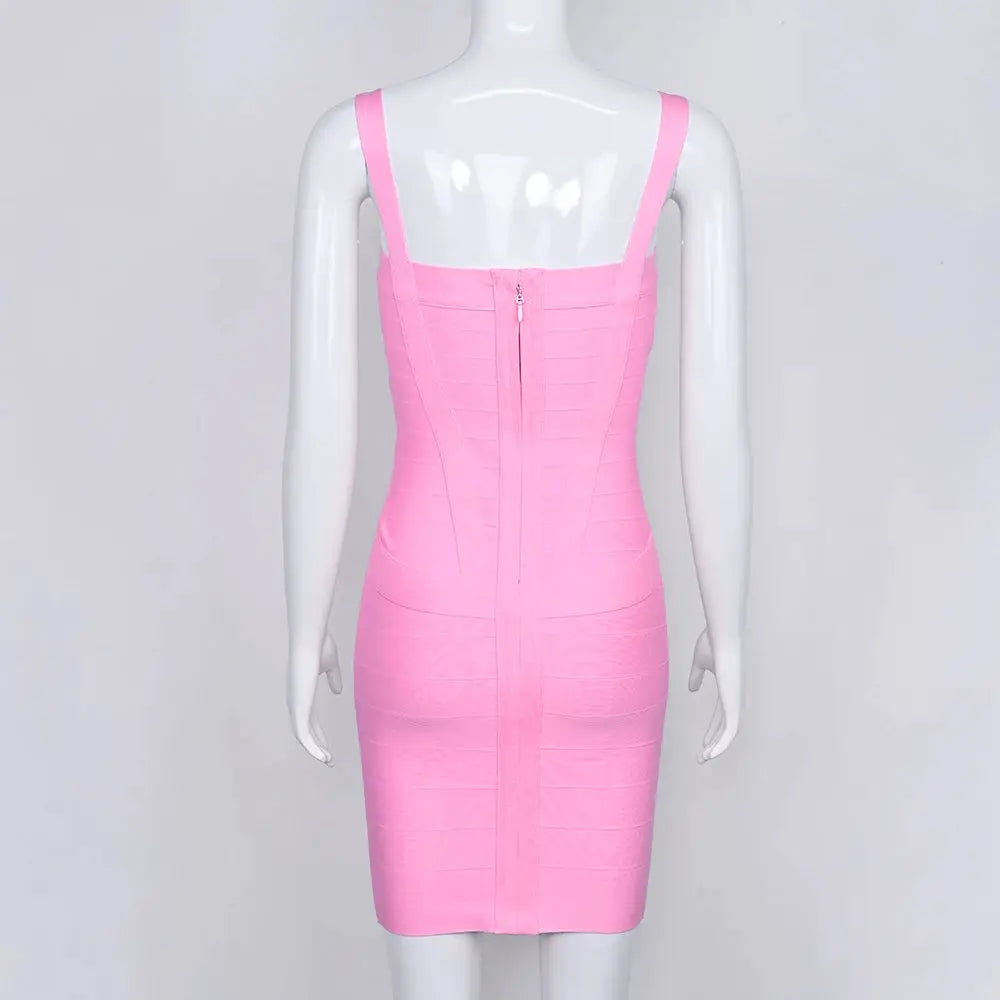 BEAUKEY Blue Spaghetti Strap Women Mini Bandage Dress Bodycon Sexy Above Knee Length Bodycon Party Club Dress XL Classic Vestido
