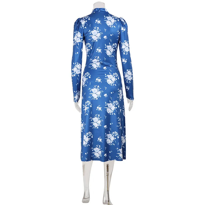 Printed Bodycon Dress For Women V Neck Slim Fit