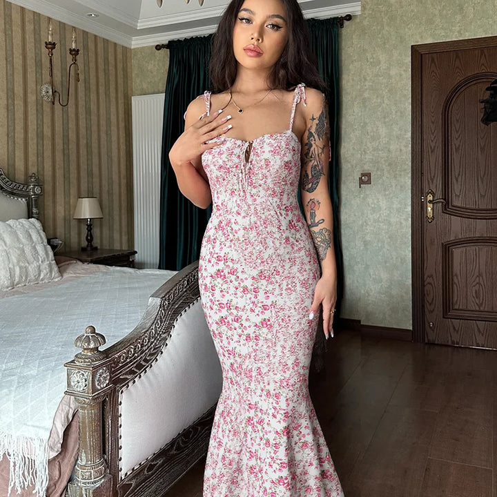 Hugcitar Floral Print Ankle Length Bodycon Long