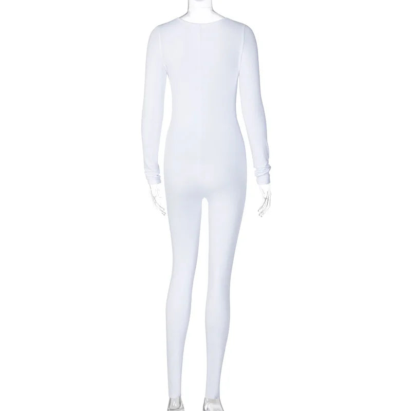 Slim Long Sleeve Knitted Jumpsuit For Women
