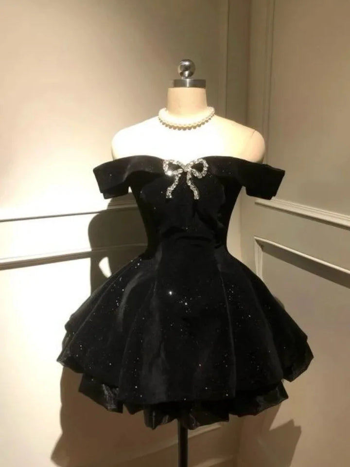 Yueyang Velvet Y2K Off Shoulder Mini Dress Private