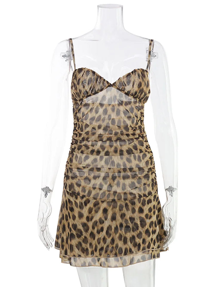 Leopard Print Camisole Sheath Dress Bodycon Women