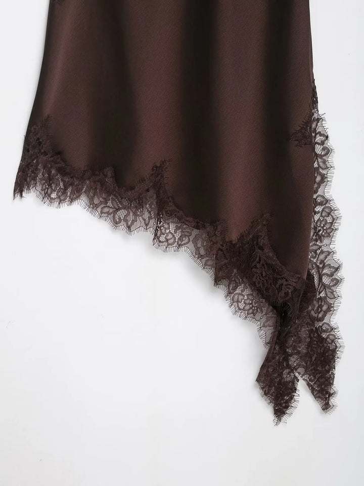 Klkxmyt Satin Lace Mini Dress For Summer
