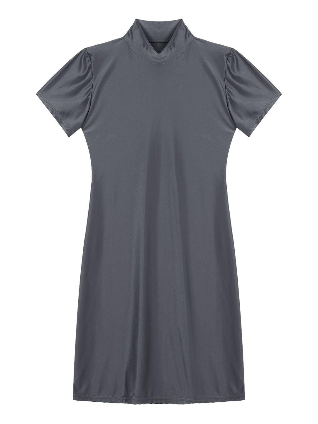 Signature Glossy Mock Neck Mini Dress For Tropical