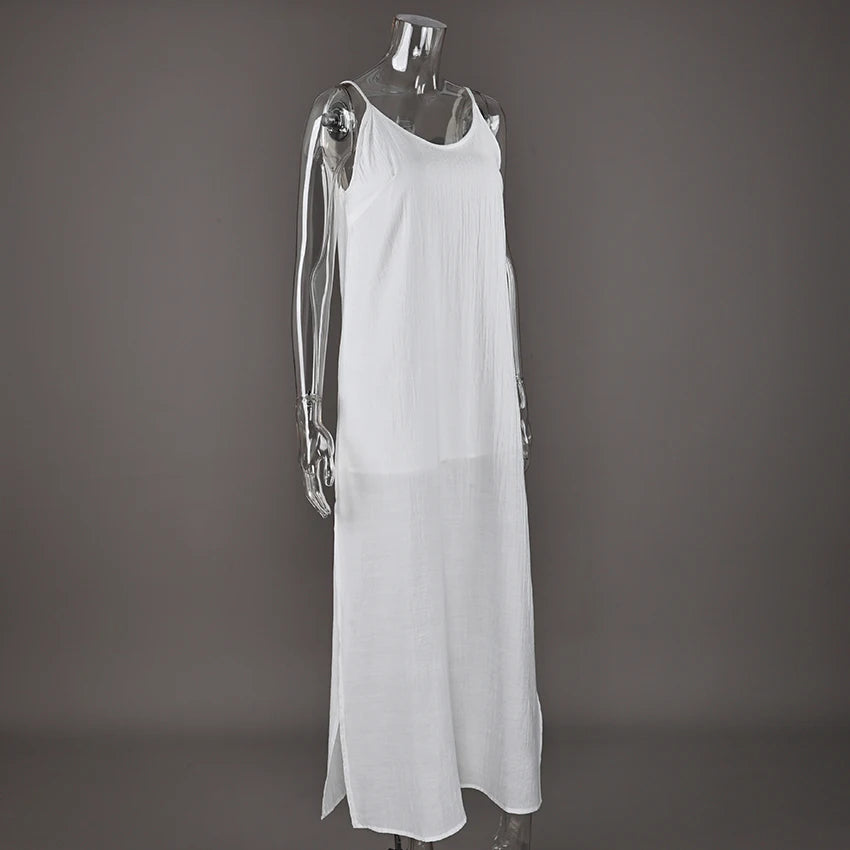 HiLoc Signature White Soft V Neck Midi Nightgown