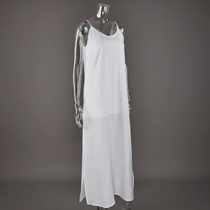 HiLoc Signature White Soft V Neck Midi Nightgown