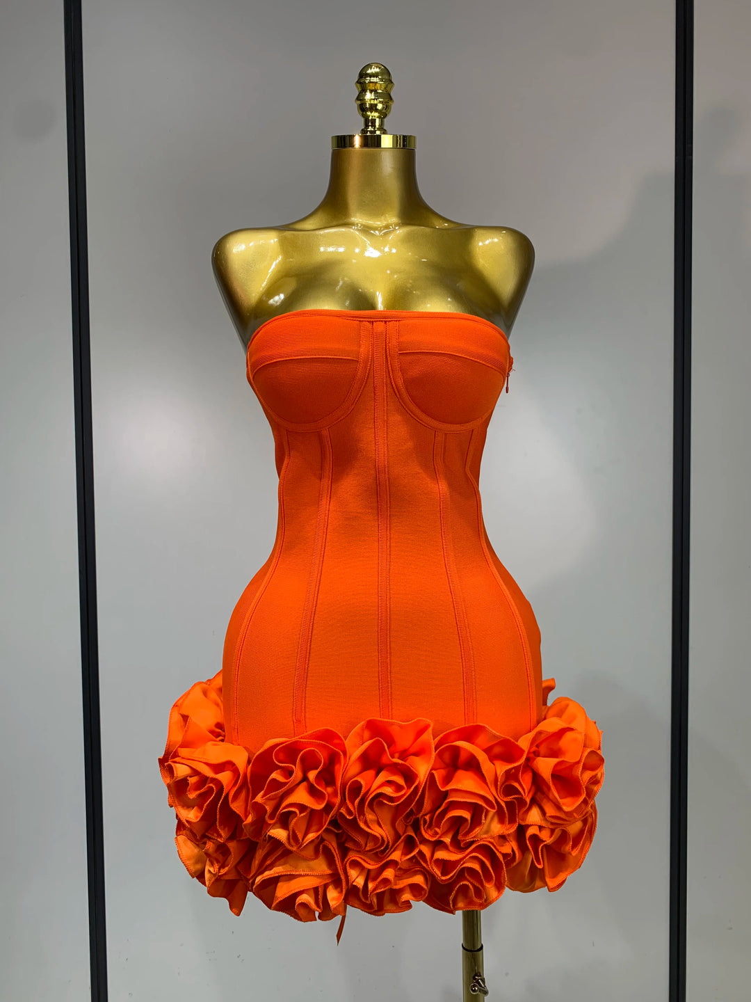 Strapless Flower Embellished Bodycon Mini Dress