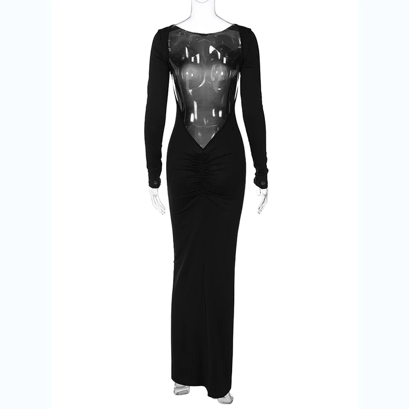 Hugcitar Solid Knit Bodycon Maxi Dress