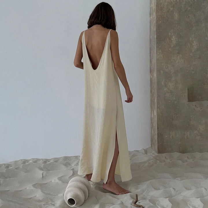 HiLoc Signature White Soft V Neck Midi Nightgown