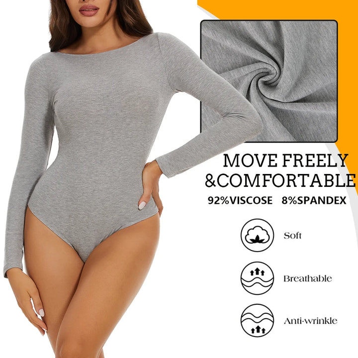 Womens Round Collar Elastic Bodysuit Shapewear