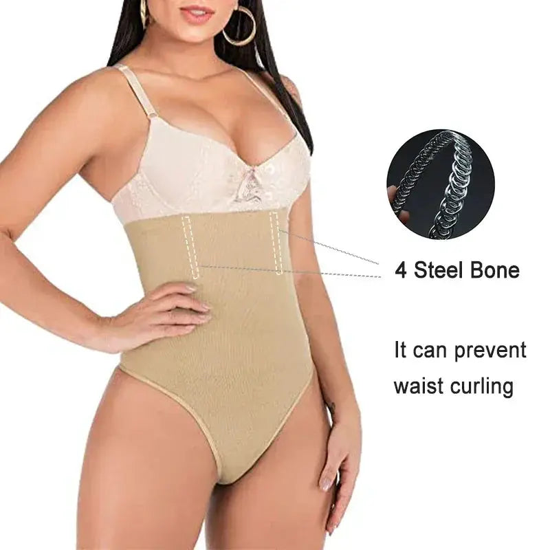 Plus Size High Waist Tummy Control Thong Shapewear