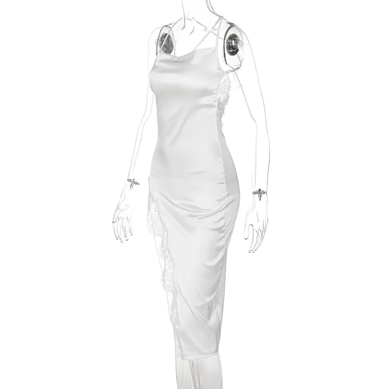 Exclusive Black Satin Midi Sheath Dress For Summer
