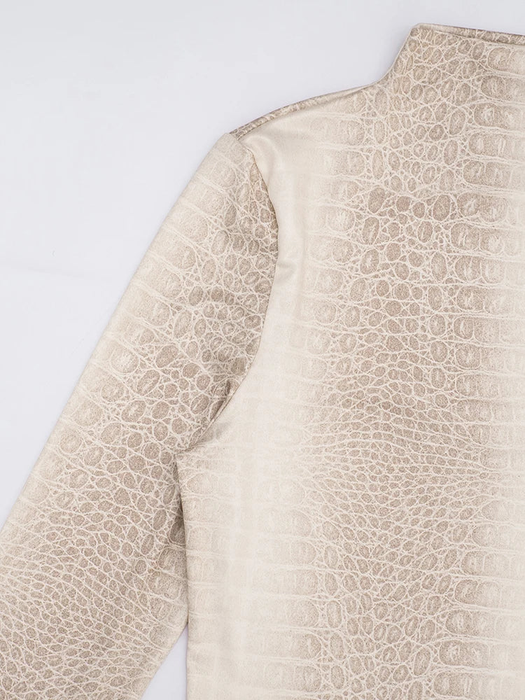 Bold Snake Print Full Sleeve Mini Bodycon Dress