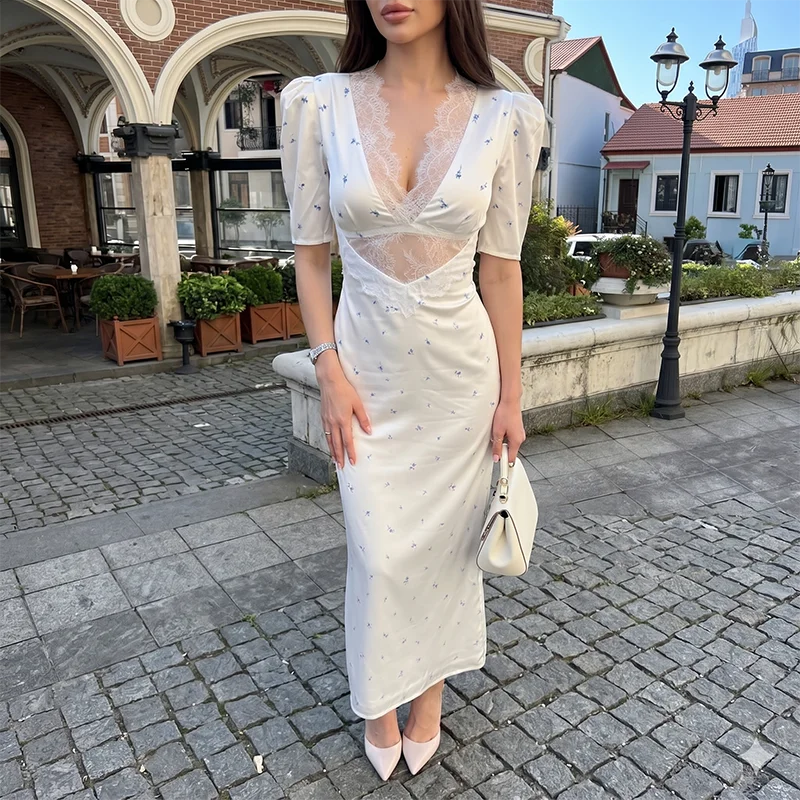 Elegant Lace Summer Dress For Women With Slim Fit