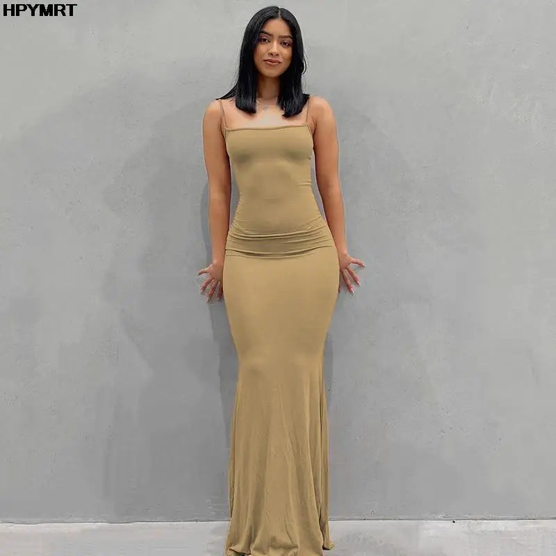 Satin Slip Backless Maxi Dress Bodycon Party Wear