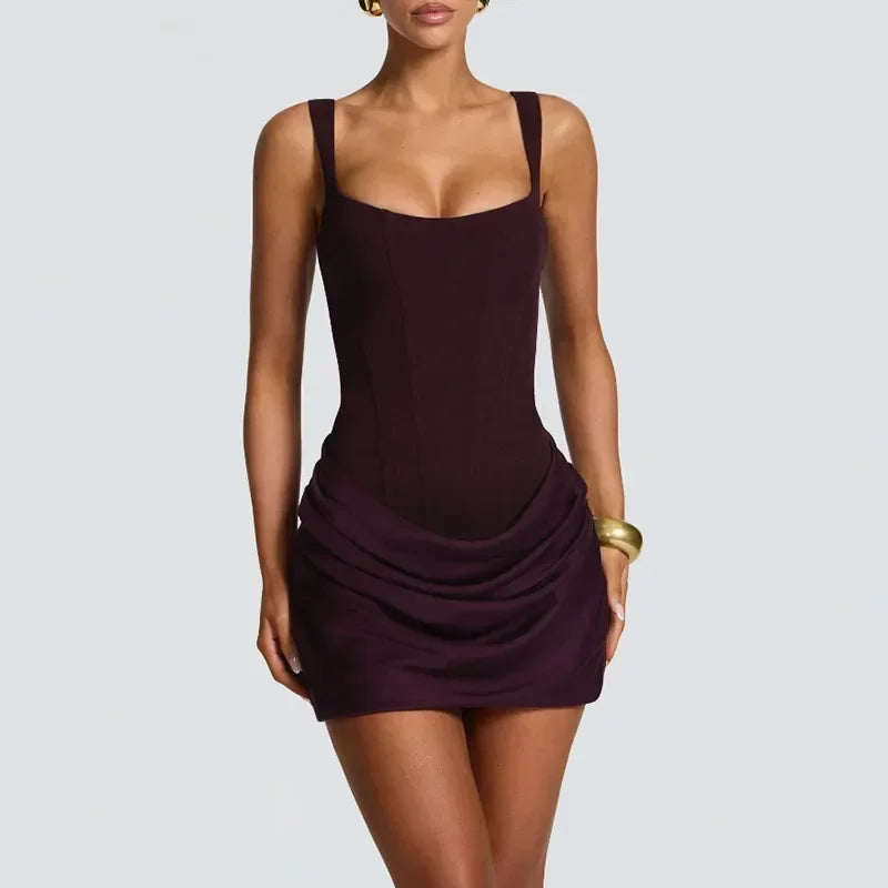 Exclusive Halter Square Neck Tailored Mini Dress