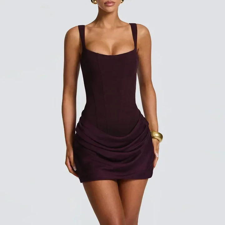 Exclusive Halter Square Neck Tailored Mini Dress