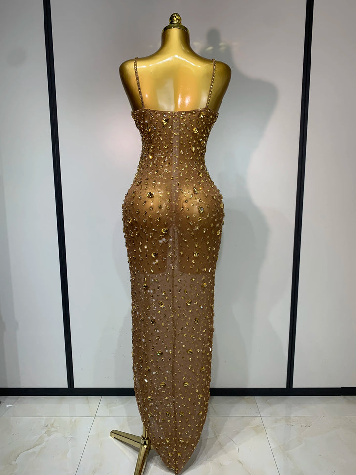 Kormanly Rhinestone Mesh Evening Gown Exclusive