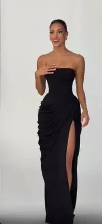 Elegant Yellow Strapless Pleated Dress For Summer Evening Parties