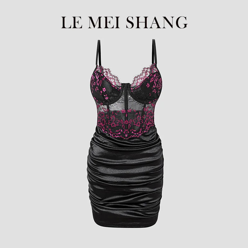 Women Lace Bodycon Club Dress Spaghetti Strap