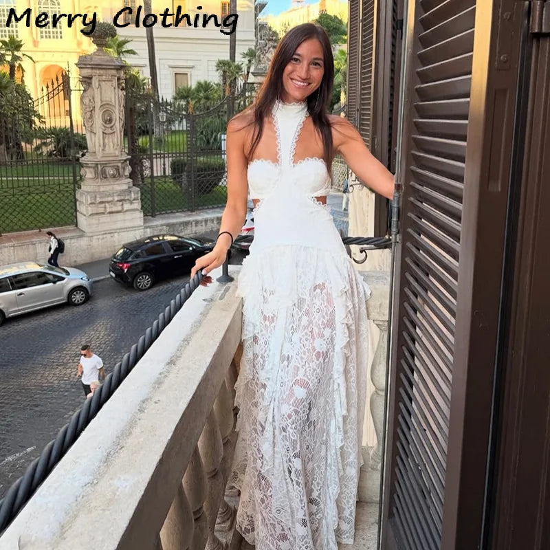 Stunning Lace Patchwork Evening Dress For Club
