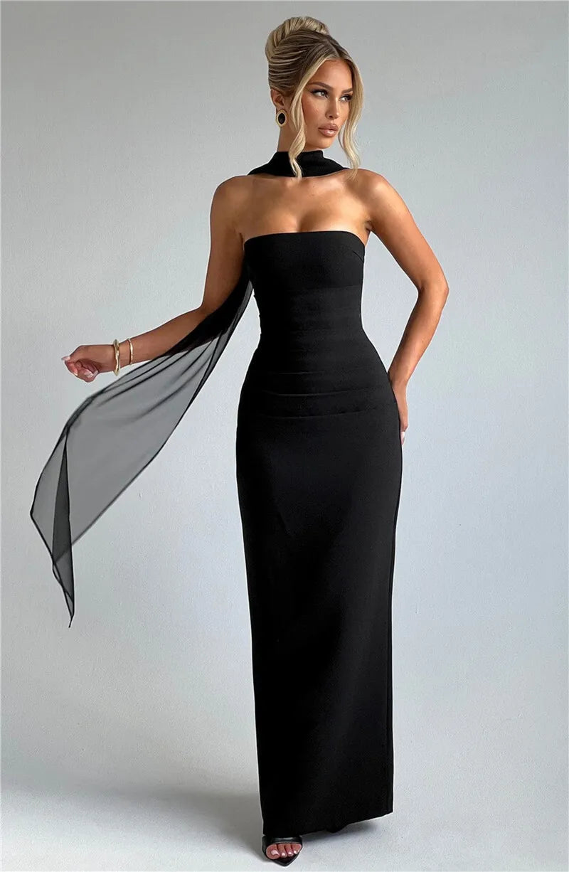 Mozision Premium Off Shoulder Backless Maxi