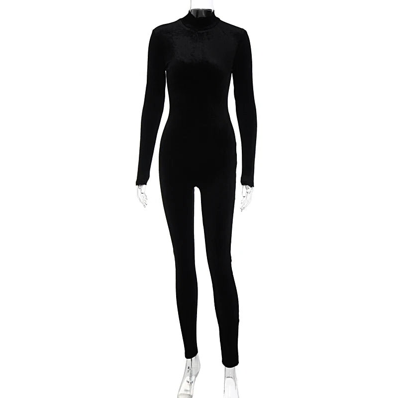 Dulzura Velvet Y2k Bodycon Jumpsuit For Women