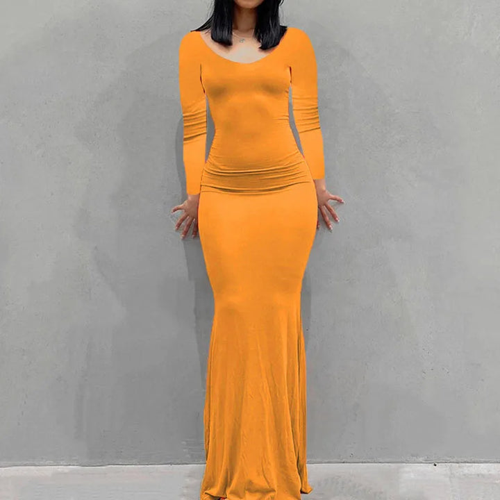 Feel Good Cozy Knit Ankle Length Slim Women Dress