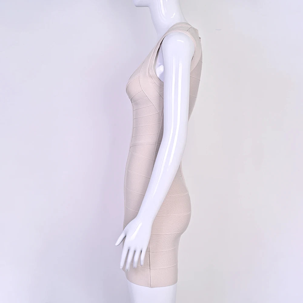 Luxury Signature Knit Plunge Dress For Elegant