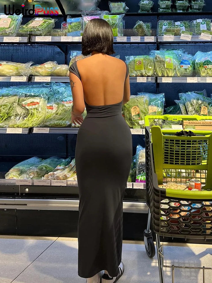 Elegant Backless Bodycon Maxi Dress By Weir