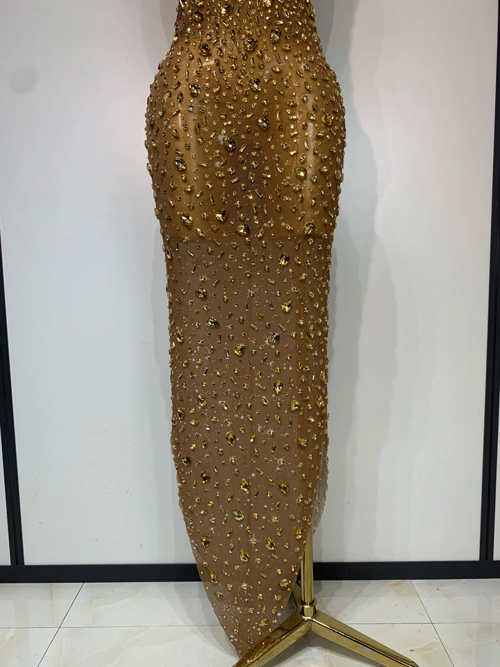 Kormanly Rhinestone Mesh Evening Gown Exclusive