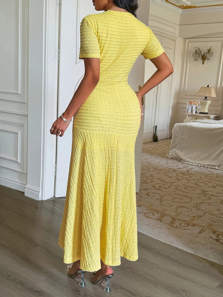 Shuangfuxiang Gold Button A Line Dress