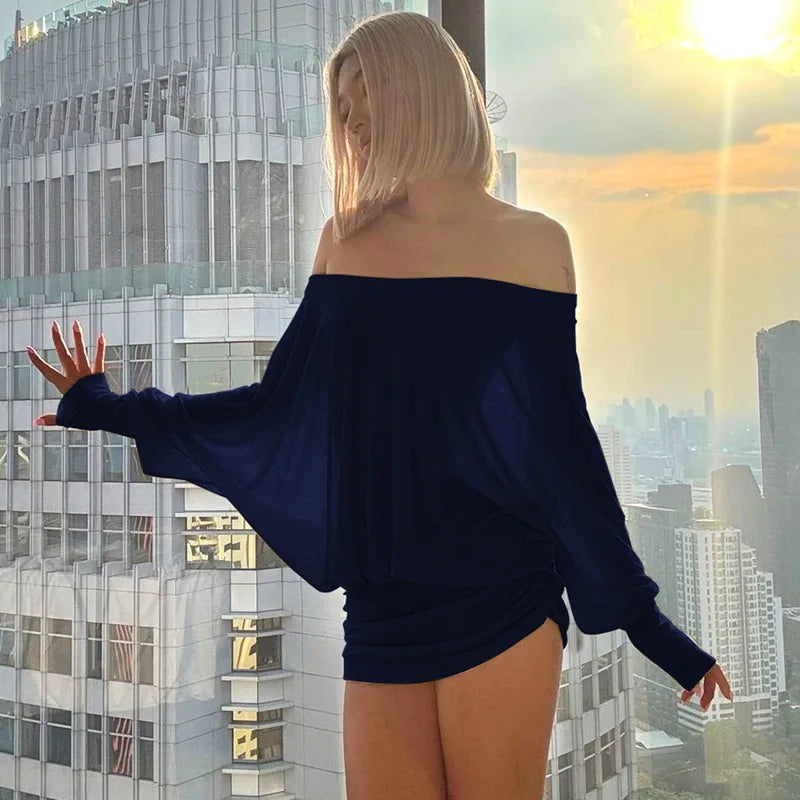 Chic Off Shoulder Sheer Mini Dress For Elegant