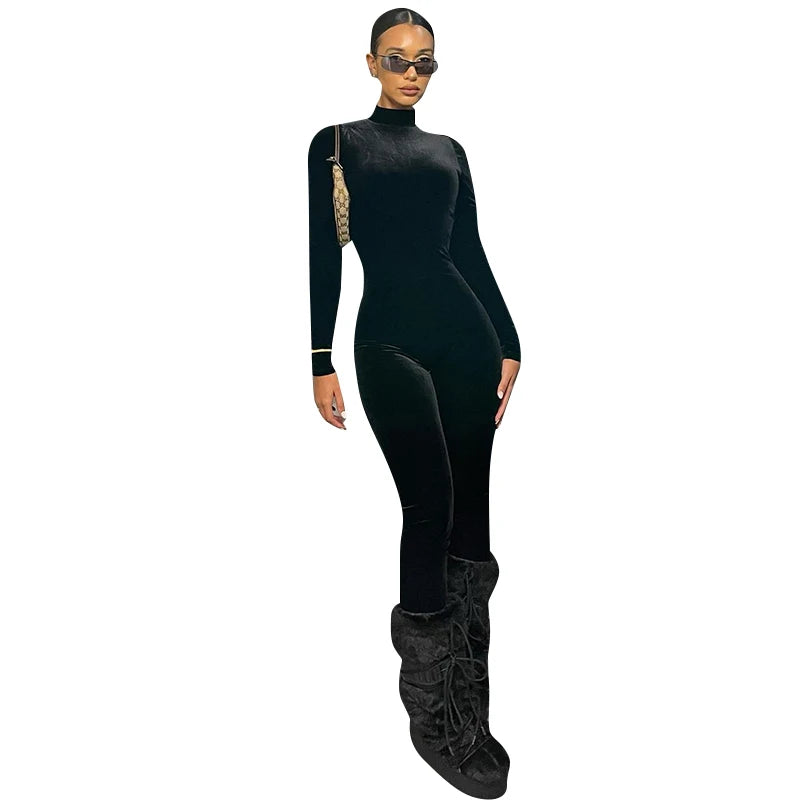Dulzura Velvet Y2k Bodycon Jumpsuit For Women