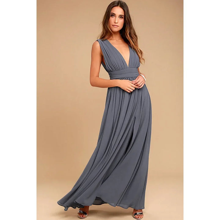 Red Backless Maxi Dress For Party And Bridesmaid