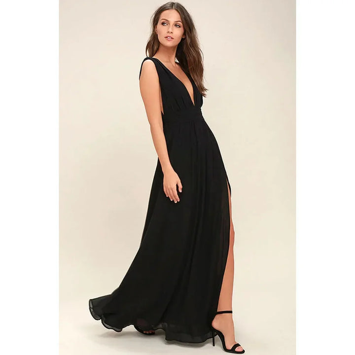 Exquisite Red Backless Maxi Dress For Elegant