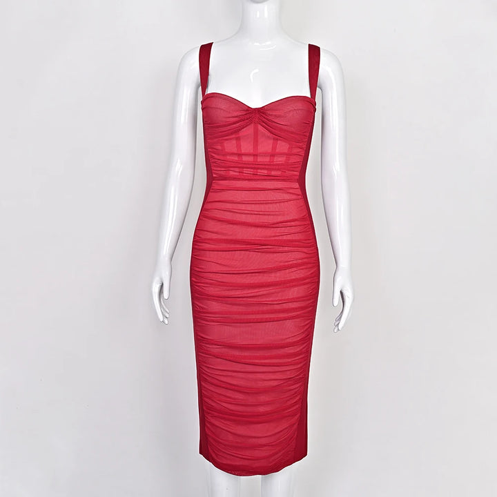 Beaukey Vintage Lace Bandage Dress Elegant