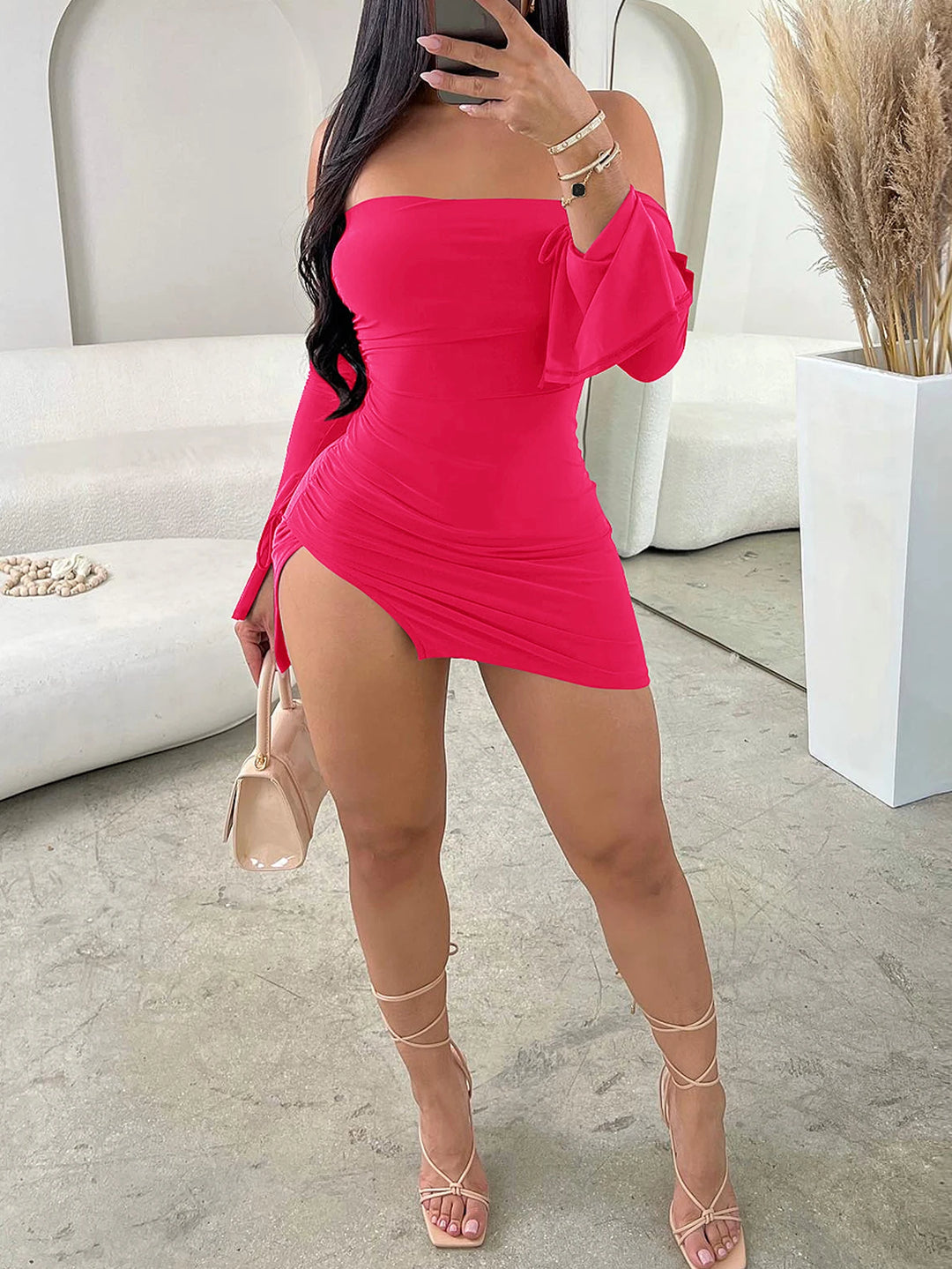 Black Strapless Backless Mini Bodycon Club Dress