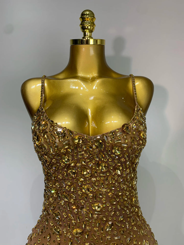 Kormanly Rhinestone Mesh Evening Gown Exclusive