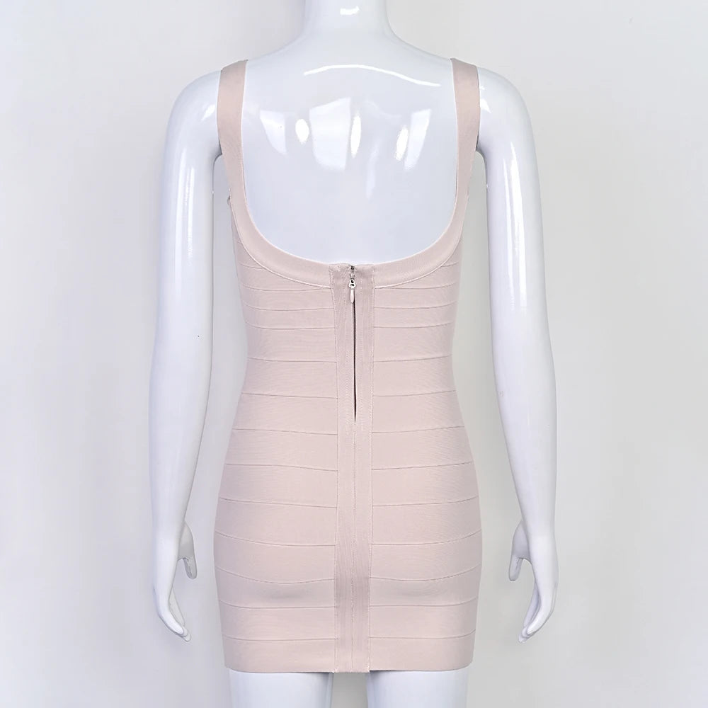Luxury Pink Ginger Bandage Bodycon Mini Dress