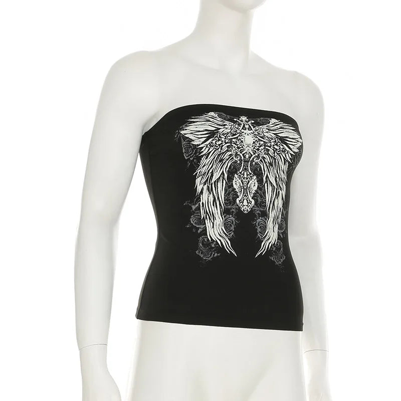 Dozw Exclusive Vintage Gothic Black Knit Tube Top
