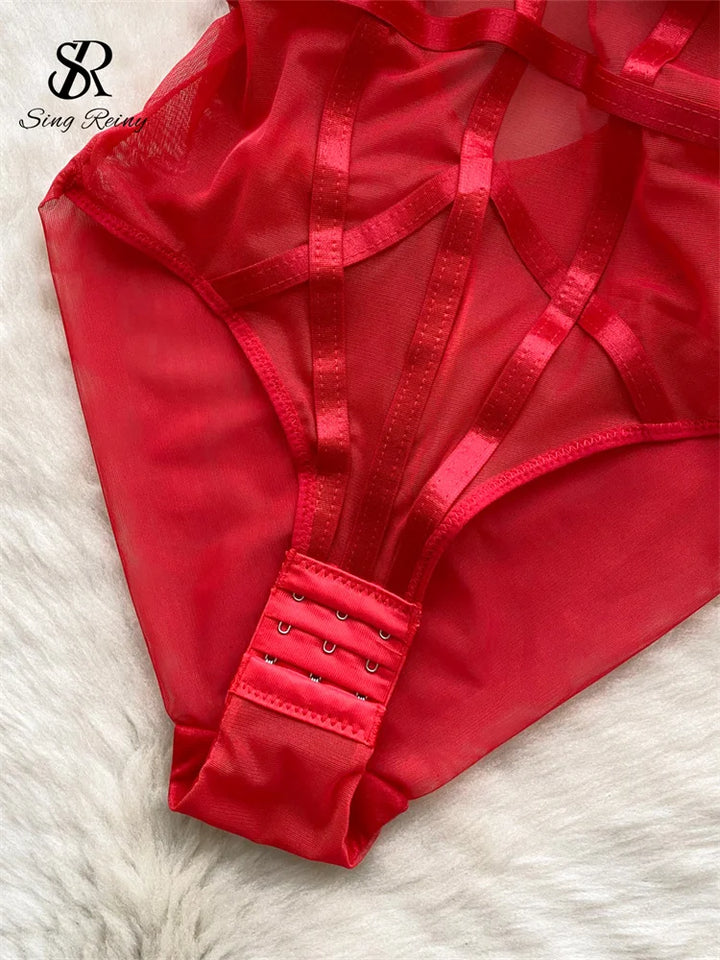 Singreiny Women Corset Bodysuit Open Crotch Romper