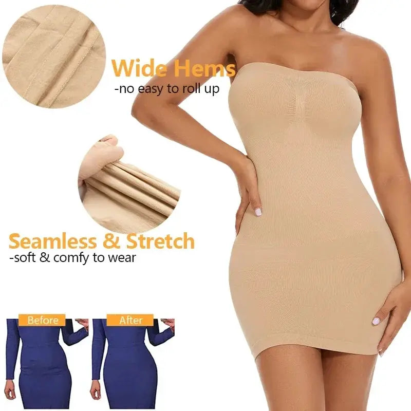 Off Shoulder Compression Body Shaper Dress For Women