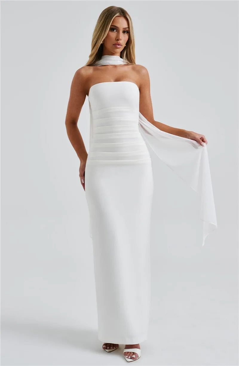 Mozision Premium Off Shoulder Backless Maxi