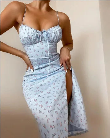 Floral Spaghetti Strap Maxi Dress With Bust