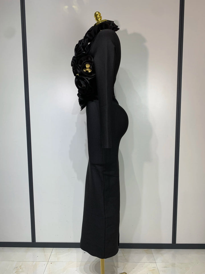 Luxury 3D Floral Bandage Dress For Stunning