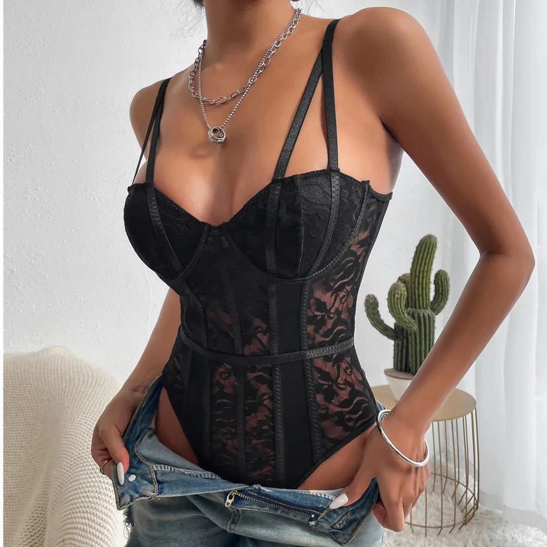 Sexy Lace Bodysuit For Women Slim Bodycon Top
