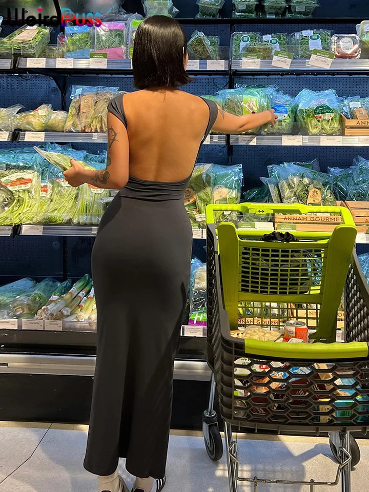 Elegant Backless Bodycon Maxi Dress By Weir