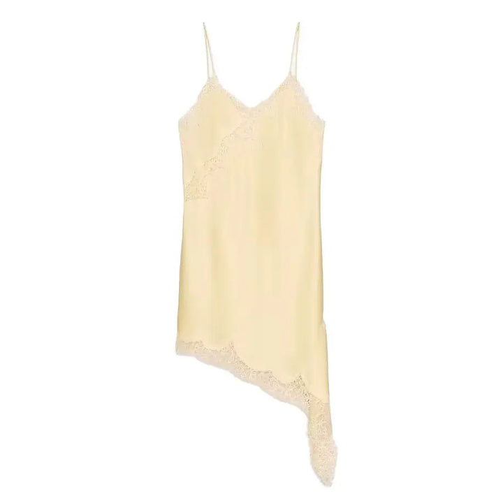 Klkxmyt Satin Lace Mini Dress For Summer