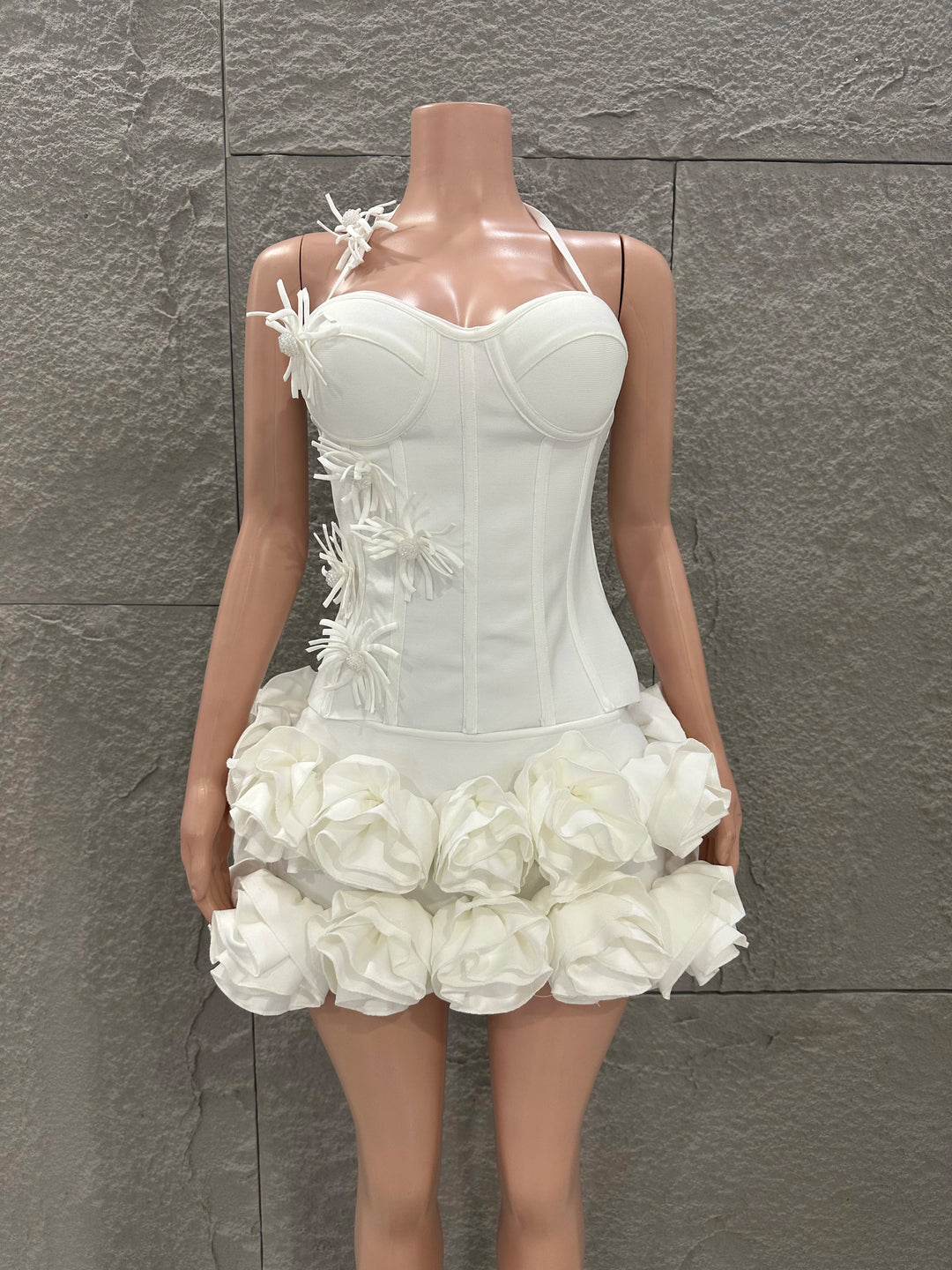 White Red Rose Strapless Bodycon Dress 2P